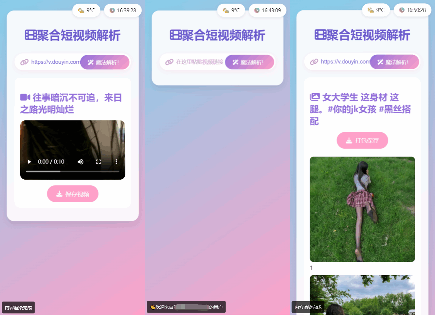 全新二次元聚合短视频解析去水印系统源码 自适应双端